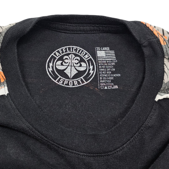Affliction Shirt Men's XXL Short Sleeve Black Tactical Sport Camo Graphic Tee - Picture 7 of 12
